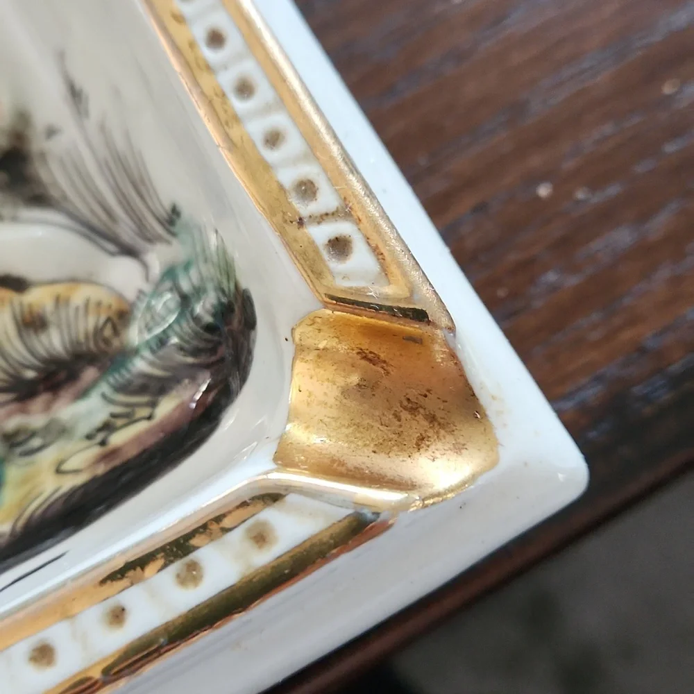 1970S HANDCRAFTED CAPODIMONTE CERAMIC ASHTRAY .